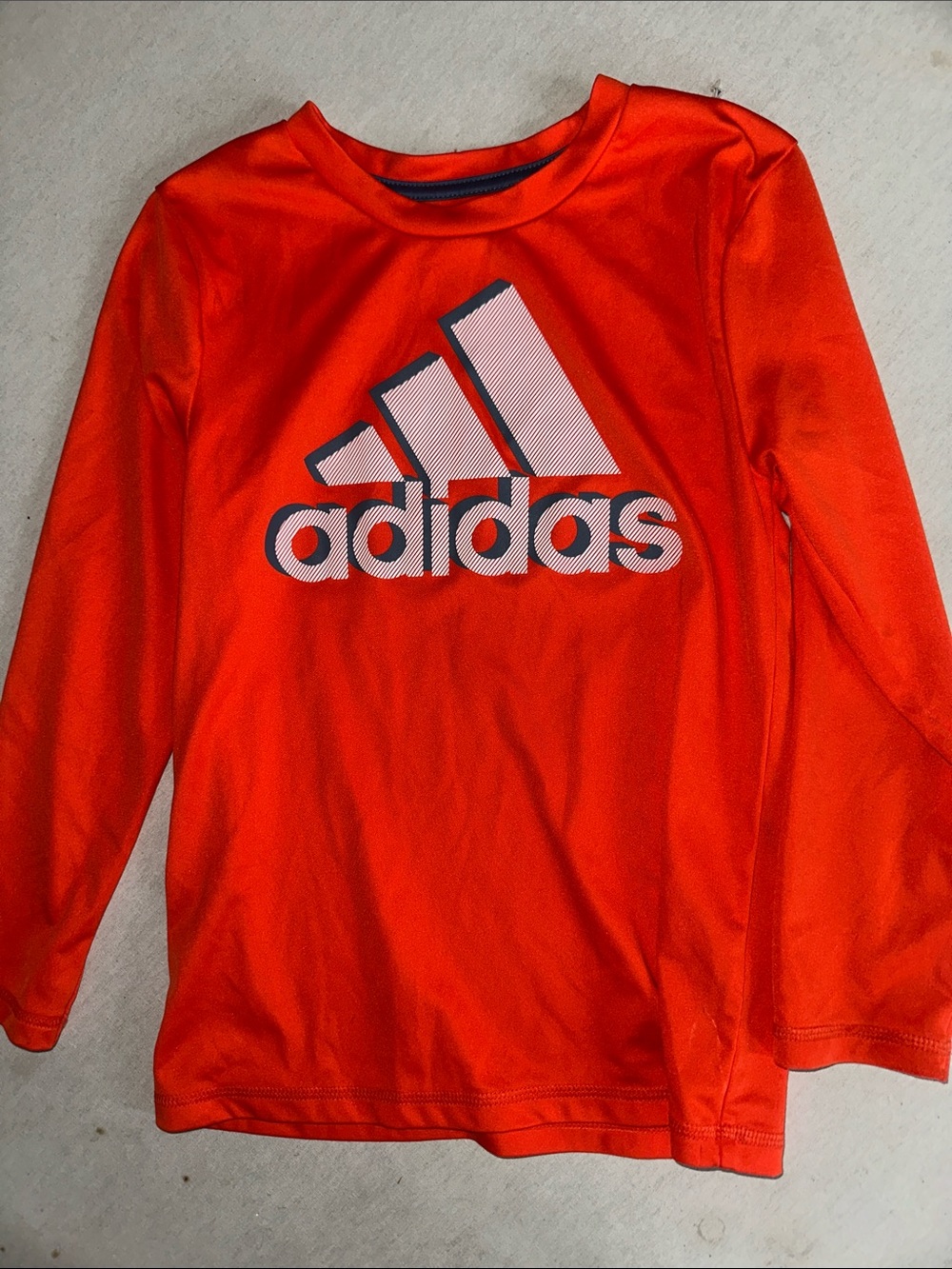 Kids Size 6 adidas Long-Sleeve Logo Tee in Vibrant Orange Rashguard